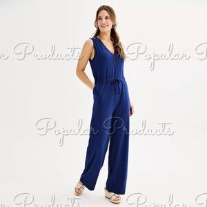 Sonoma | Henley Knit Jumpsuit, Blue Beauty